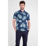 Poloshirt - Jersey - Geribbelde Kraag - Kwartmouw - All-over Patroon