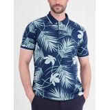 Poloshirt - Jersey - Geribbelde Kraag - Kwartmouw - All-over Patroon