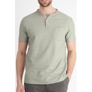 Lerros - Shirt - Tinted Grey - Korte Mouwen - Serafino-kraag - Korte Knoopsluiting