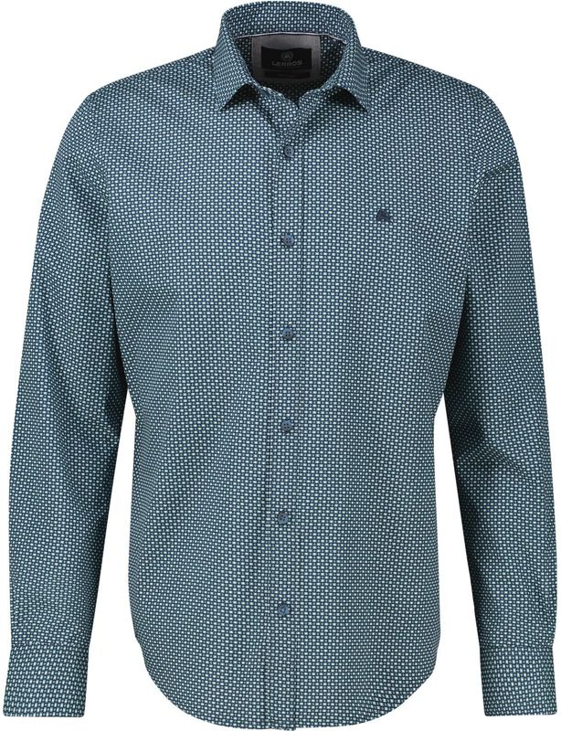 Lerros - Overhemd - Fjord Blue - Herenoverhemd met Lange Mouwen en Haaienboord