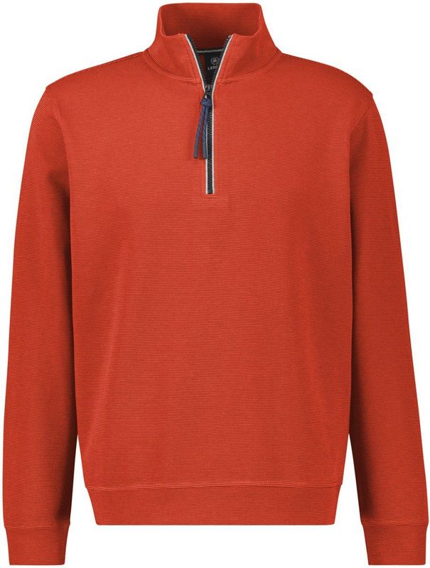 LERROS - Sweatshirt - Rood - Halve Rits - Normale Pasvorm - Lange Mouw