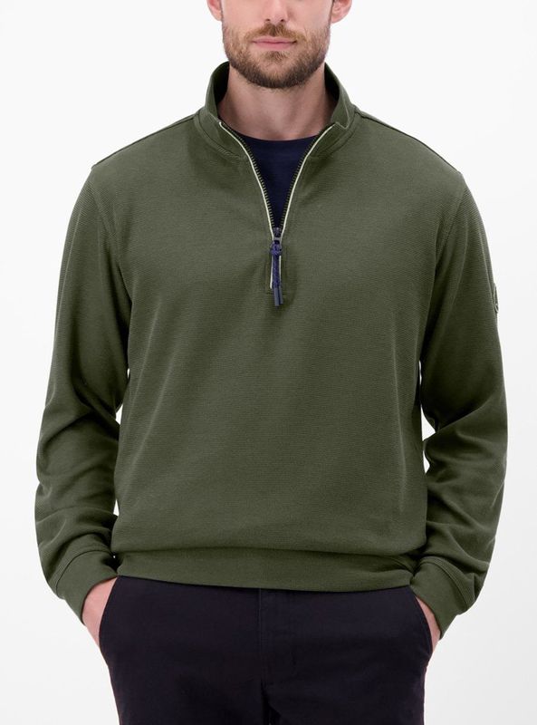 LERROS - Sweatshirt - Olijfgroen - Lange Mouw - Schipperskraag
