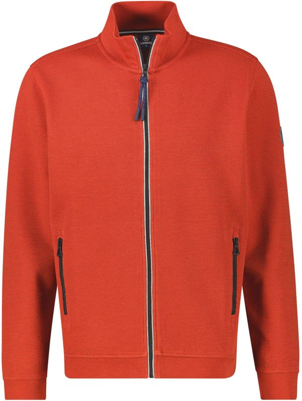 LERROS - Sweatvest - Rood - Met Ritssluiting - Opstaande Kraag