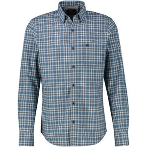 Lerros - Geruit Flanellen Overhemd - Storm Blue - Lange Mouwen - Grote Maten