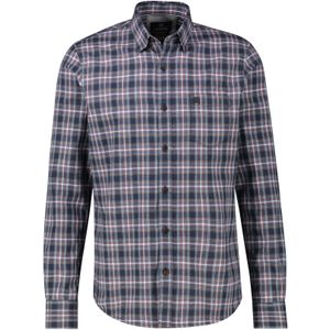Lerros - Geruit Flanellen Overhemd - Classic Navy - Lange Mouwen - Grote Maten
