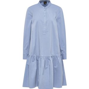 Dreimaster - Overhemd Blouse Jurk - Grijs-Blauw - Katoen met Elastaan
