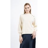 Dreimaster - Gebreide Coltrui - Ivoor - Viscosegaren - Decoratieve Knoopsluiting