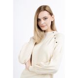 Dreimaster - Gebreide Coltrui - Ivoor - Viscosegaren - Decoratieve Knoopsluiting