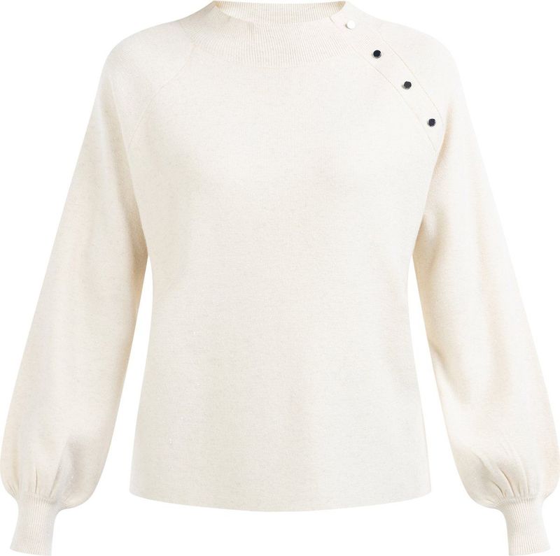 Dreimaster - Gebreide Coltrui - Ivoor - Viscosegaren - Decoratieve Knoopsluiting
