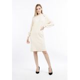 DreiMaster - Klassik - Gebreide Jurk - Beige - Knielengte - Lange Mouw
