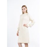 DreiMaster - Klassik - Gebreide Jurk - Beige - Knielengte - Lange Mouw