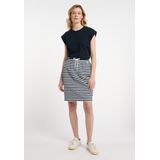 DreiMaster - Maritim Rok - Marine / Natuurwit - Gestreept - Knielengte