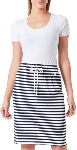 DreiMaster - Maritim Rok - Marine / Natuurwit - Gestreept - Knielengte