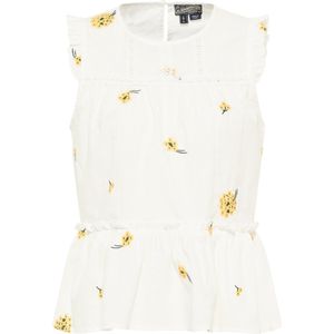 DreiMaster - Top - Gebroken Wit - Dames - Katoen - Ruches en Kant