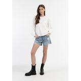 DreiMaster - Blouse - Wolwit - Katoen - V-hals met Ruches