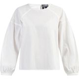 DreiMaster - Blouse - Wolwit - Katoen - V-hals met Ruches