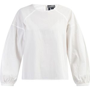 DreiMaster - Blouse - Wolwit - Katoen - V-hals met Ruches