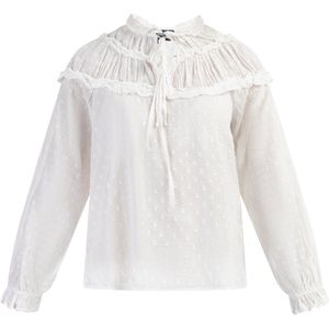 Dreimaster - Blouse - Wolwit - Vintage - Lange Mouwen