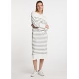 DreiMaster - Maxi Jurk - Wit Grijs Gemêleerd - Dames - Gebreid