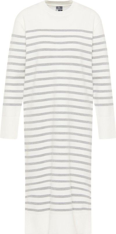 DreiMaster - Maxi Jurk - Wit Grijs Gemêleerd - Dames - Gebreid
