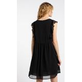 DreiMaster - Midi-jurk - Zwart - Ruches - Semi-transparant Materiaal