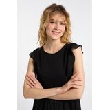 DreiMaster - Midi-jurk - Zwart - Ruches - Semi-transparant Materiaal