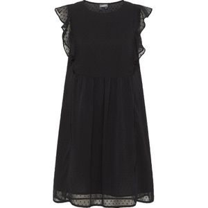 DreiMaster - Midi-jurk - Zwart - Ruches - Semi-transparant Materiaal