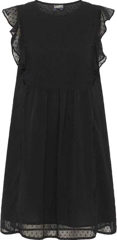 DreiMaster - Midi-jurk - Zwart - Ruches - Semi-transparant Materiaal