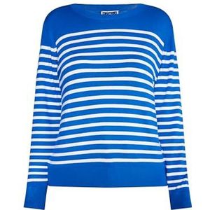 DreiMaster Pull en tricot pour femme 39527981, Bleu roi et blanc, XL