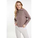 DreiMaster - Gebreide Trui - Modder - Dames - Troyer met Ritssluiting