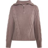 DreiMaster - Gebreide Trui - Modder - Dames - Troyer met Ritssluiting