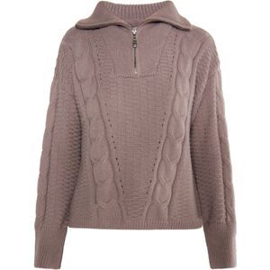 DreiMaster - Gebreide Trui - Modder - Dames - Troyer met Ritssluiting