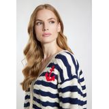 DreiMaster - Maritim - Trui - Blauw/Wolwit - Viscose - Lange Mouw