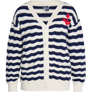 DreiMaster - Maritim - Trui - Blauw/Wolwit - Viscose - Lange Mouw