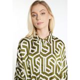 DreiMaster - Klassik - Blouse - Olijfgroen / Wolwit - Oversized
