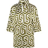 DreiMaster - Klassik - Blouse - Olijfgroen / Wolwit - Oversized