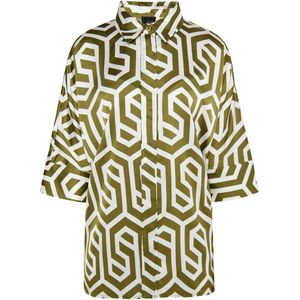 DreiMaster - Klassik - Blouse - Olijfgroen / Wolwit - Oversized