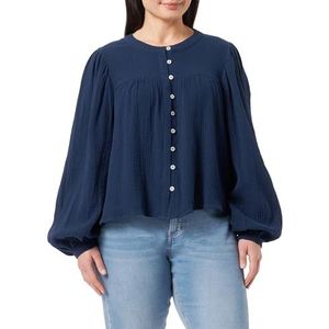 TILDEN Blouse van katoen-mousseline, marineblauw, XL dames, Navy Blauw, XL
