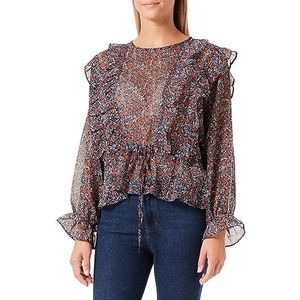 TILDEN Damesblouse met lange mouwen 37330966, marine meerkleurig, S, Marine meerkleurig, S