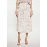 Dreimaster - A-lijnrok - Zandwit - Midi - Elegante Bloemenprints