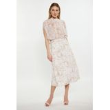 Dreimaster - A-lijnrok - Zandwit - Midi - Elegante Bloemenprints