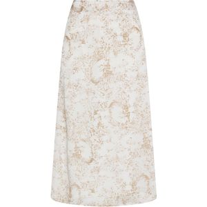 Dreimaster - A-lijnrok - Zandwit - Midi - Elegante Bloemenprints