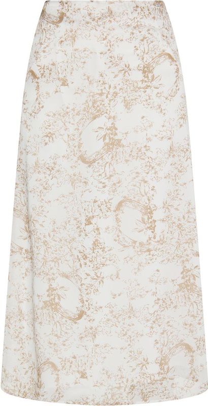 Dreimaster - A-lijnrok - Zandwit - Midi - Elegante Bloemenprints
