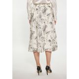 Dreimaster - A-lijnrok - Zwart en Wit - Midi - Chiffon