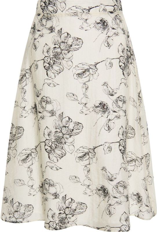 Dreimaster - A-lijnrok - Zwart en Wit - Midi - Chiffon