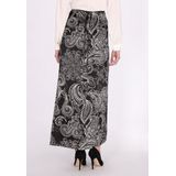 Dreimaster - A-lijnrok - Zwart Wit - Midi - Elegante Bloemenprints