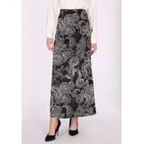 Dreimaster - A-lijnrok - Zwart Wit - Midi - Elegante Bloemenprints