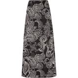 Dreimaster - A-lijnrok - Zwart Wit - Midi - Elegante Bloemenprints