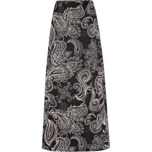 Dreimaster - A-lijnrok - Zwart Wit - Midi - Elegante Bloemenprints