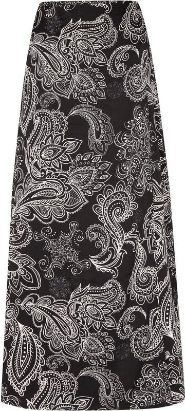 Dreimaster - A-lijnrok - Zwart Wit - Midi - Elegante Bloemenprints